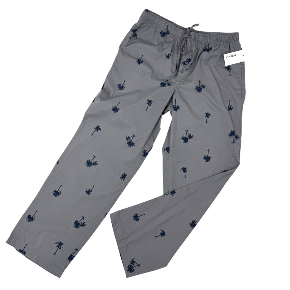 Sonoma Mens Size XXL Pajama Lounge Sleep Pants gray tropical palm trees NWT